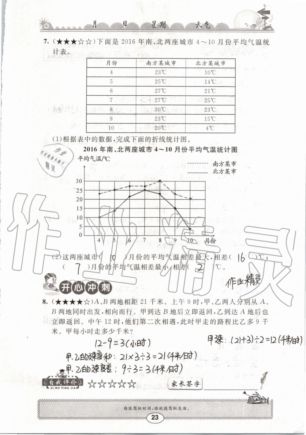 2019年长江暑假作业五年级数学崇文书局 第23页