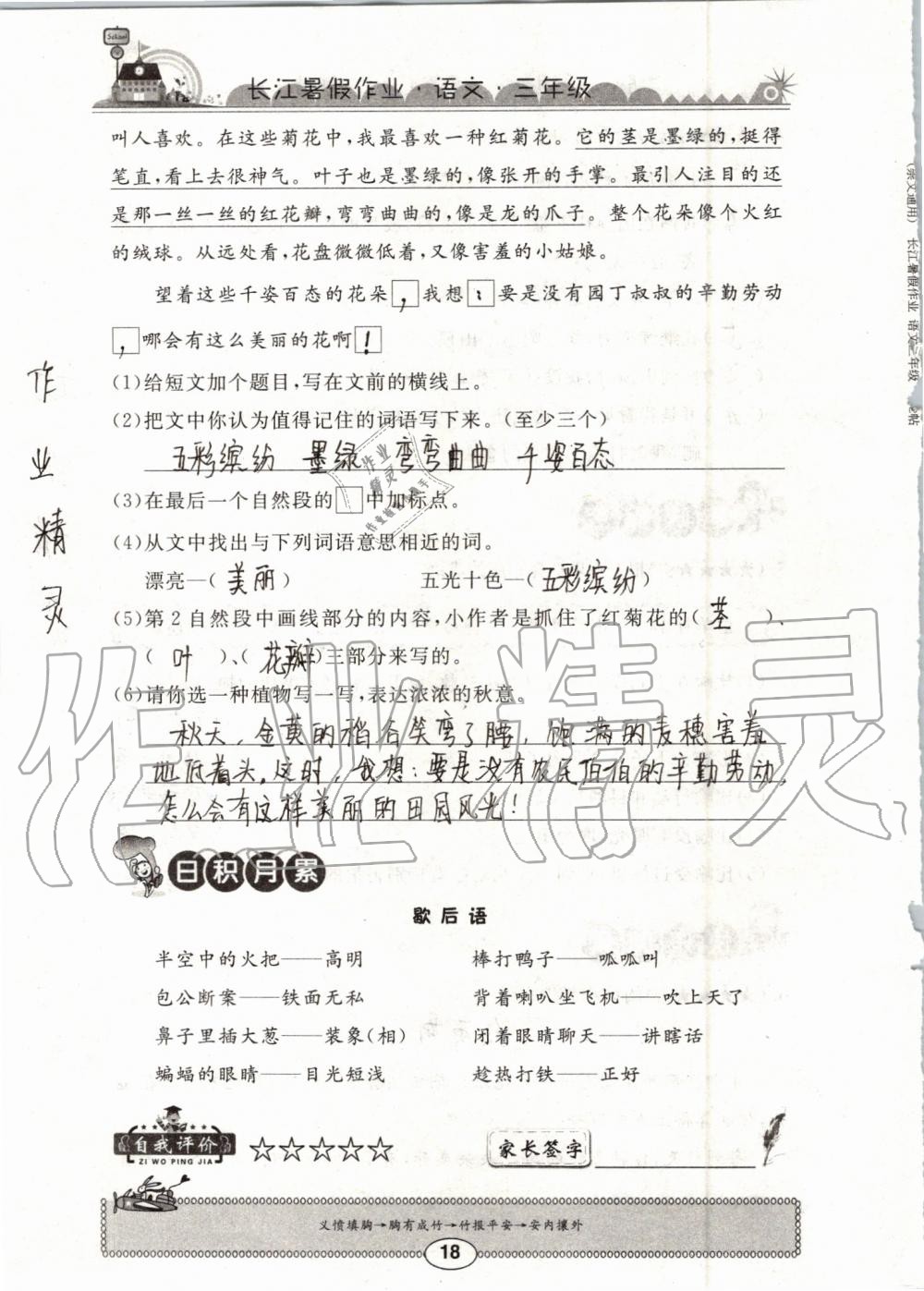 2019年長(zhǎng)江暑假作業(yè)三年級(jí)語(yǔ)文崇文書局 第18頁(yè)