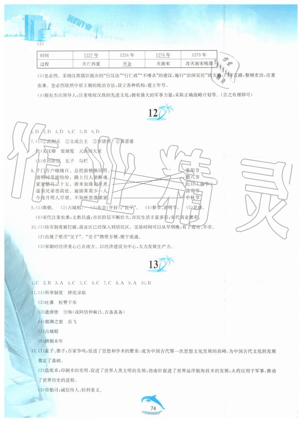 2019年暑假作业七年级中国历史人教版黄山书社 第6页