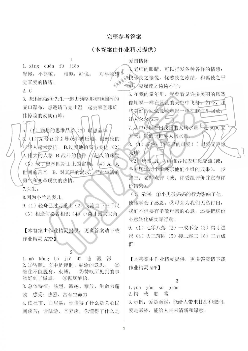 2019年長江暑假作業(yè)八年級語文崇文書局 第1頁