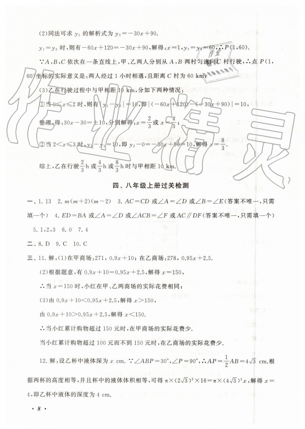 2019年暑假大串联八年级数学浙教版安徽人民出版社 第8页