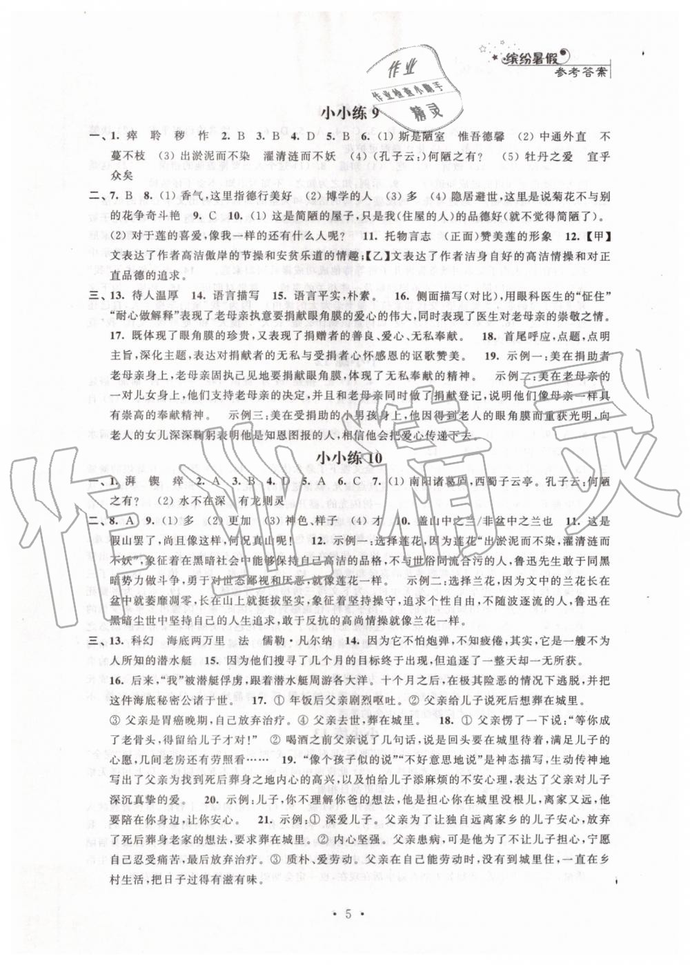 2019年暑假小小练七年级语文数学英语合订本 第5页