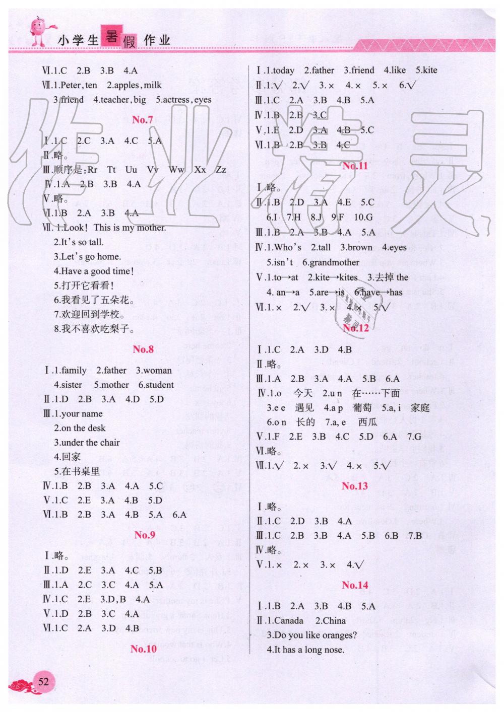 2019年芝麻開花暑假作業(yè)三年級英語人教PEP版江西教育出版社 第2頁