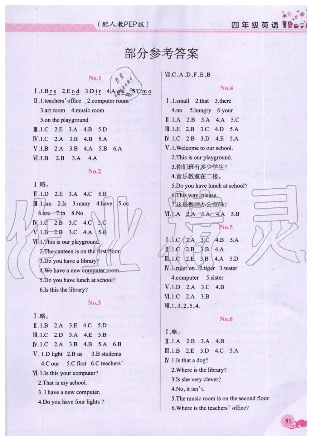 2019年芝麻開花暑假作業(yè)四年級英語人教PEP版江西教育出版社 第1頁