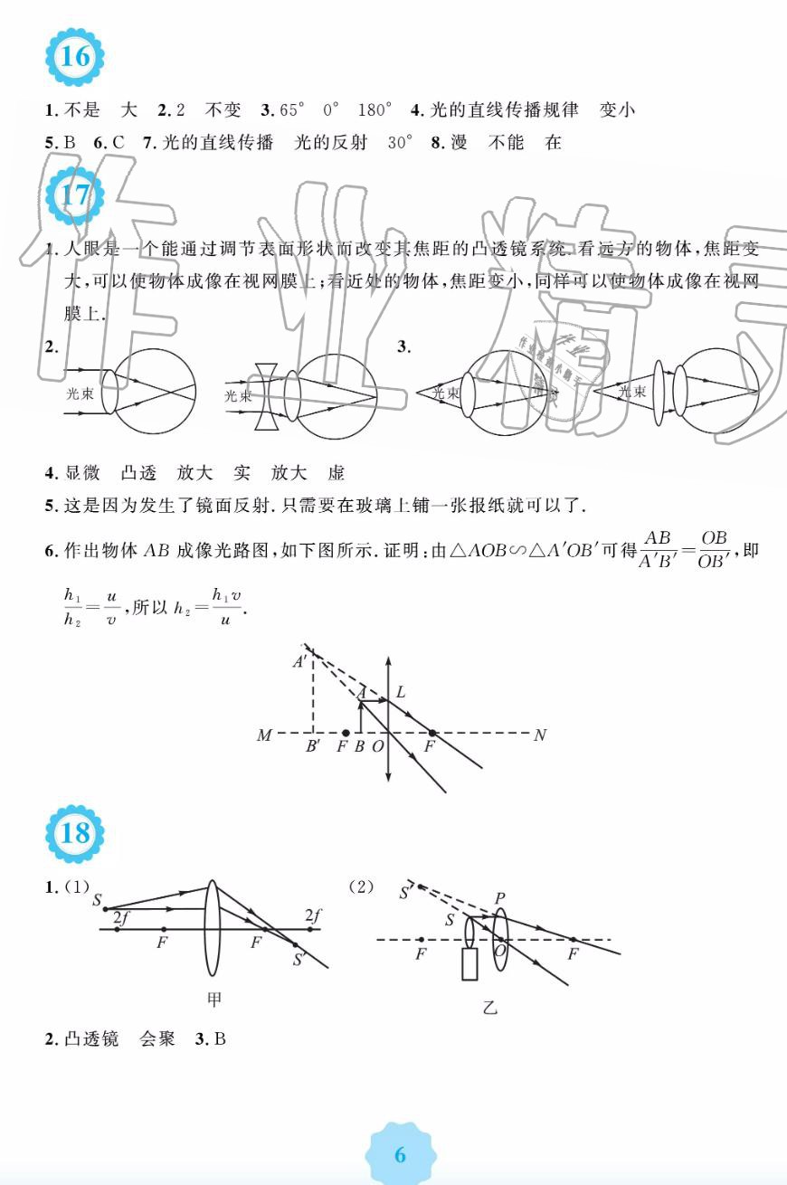 2019年暑假生活八年级物理人教版安徽教育出版社 第6页