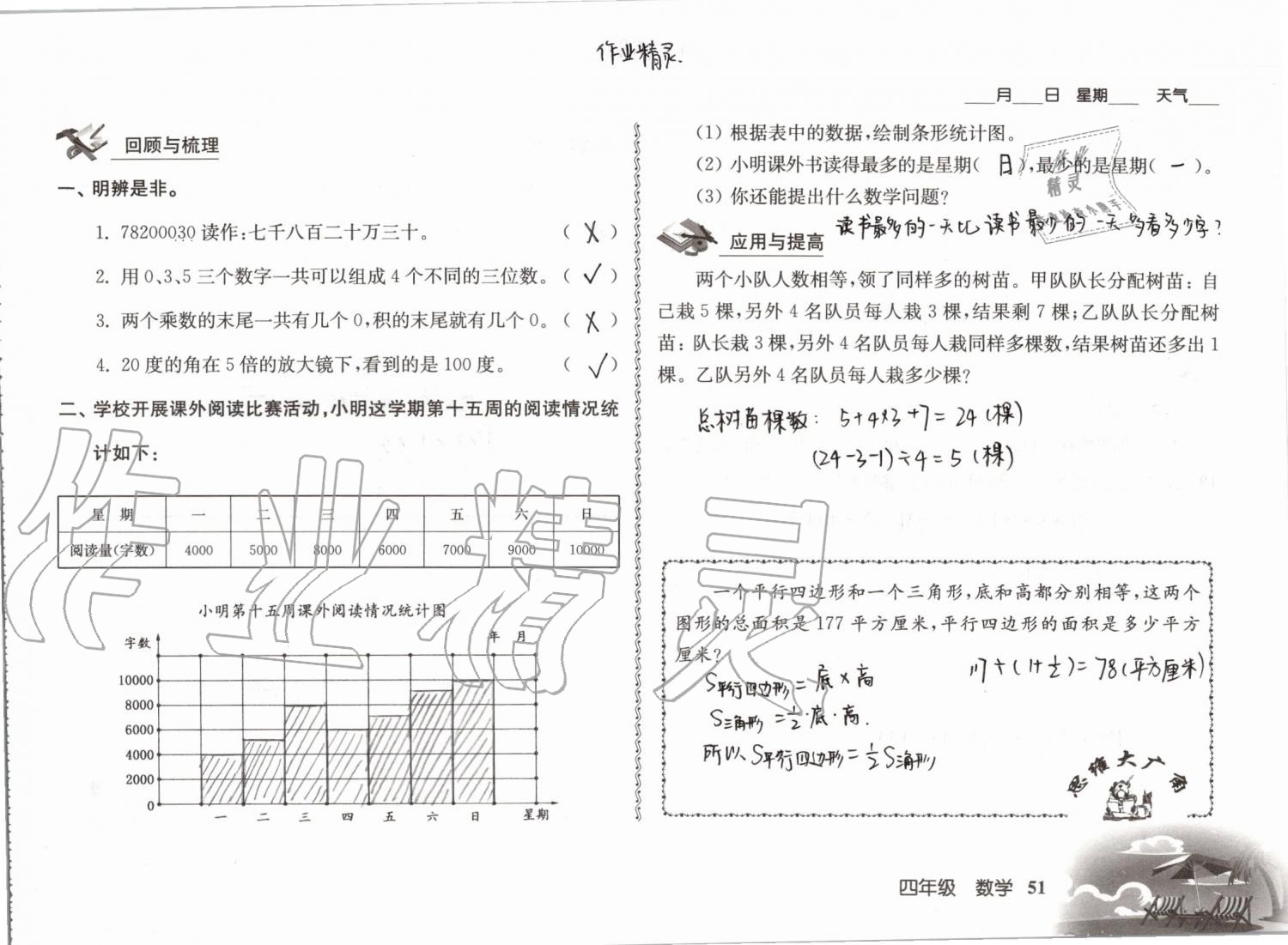 2019年愉快的暑假四年级南京出版社 参考答案第51页