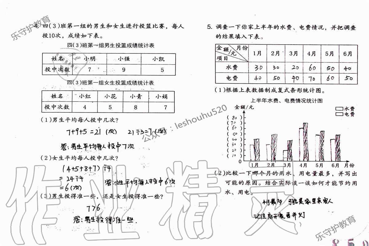 2019年数学暑假作业四年级人教版海燕出版社 参考答案第19页