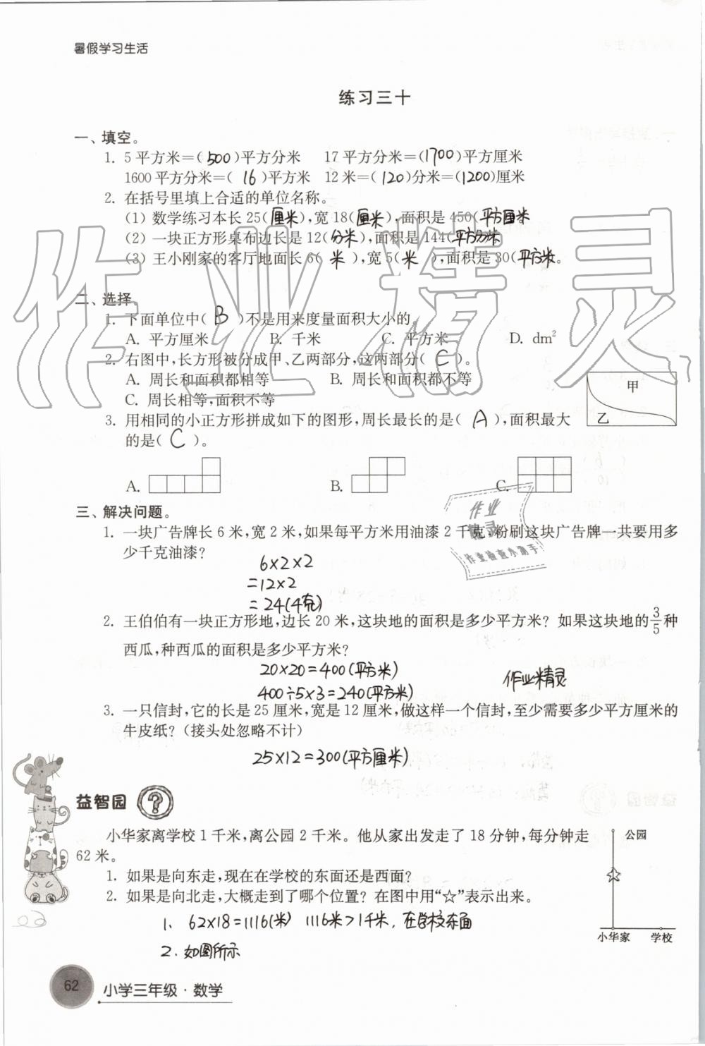 2019年暑假学习生活小学三年级译林出版社 第62页