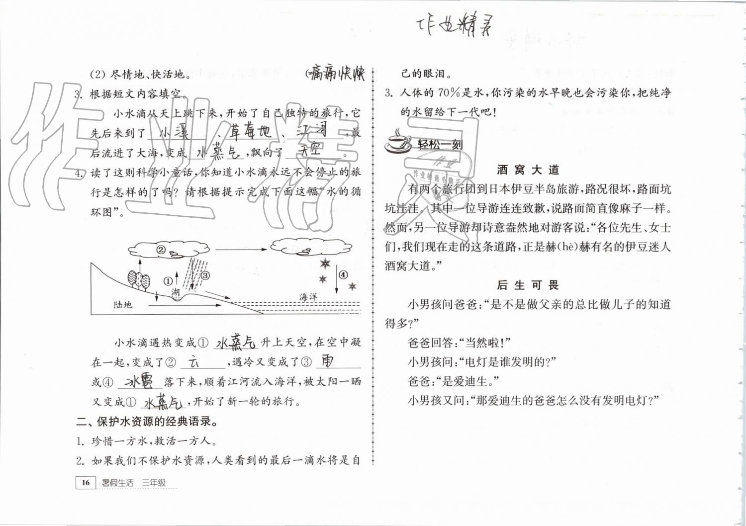 2019年暑假生活三年级教育科学出版社 第16页