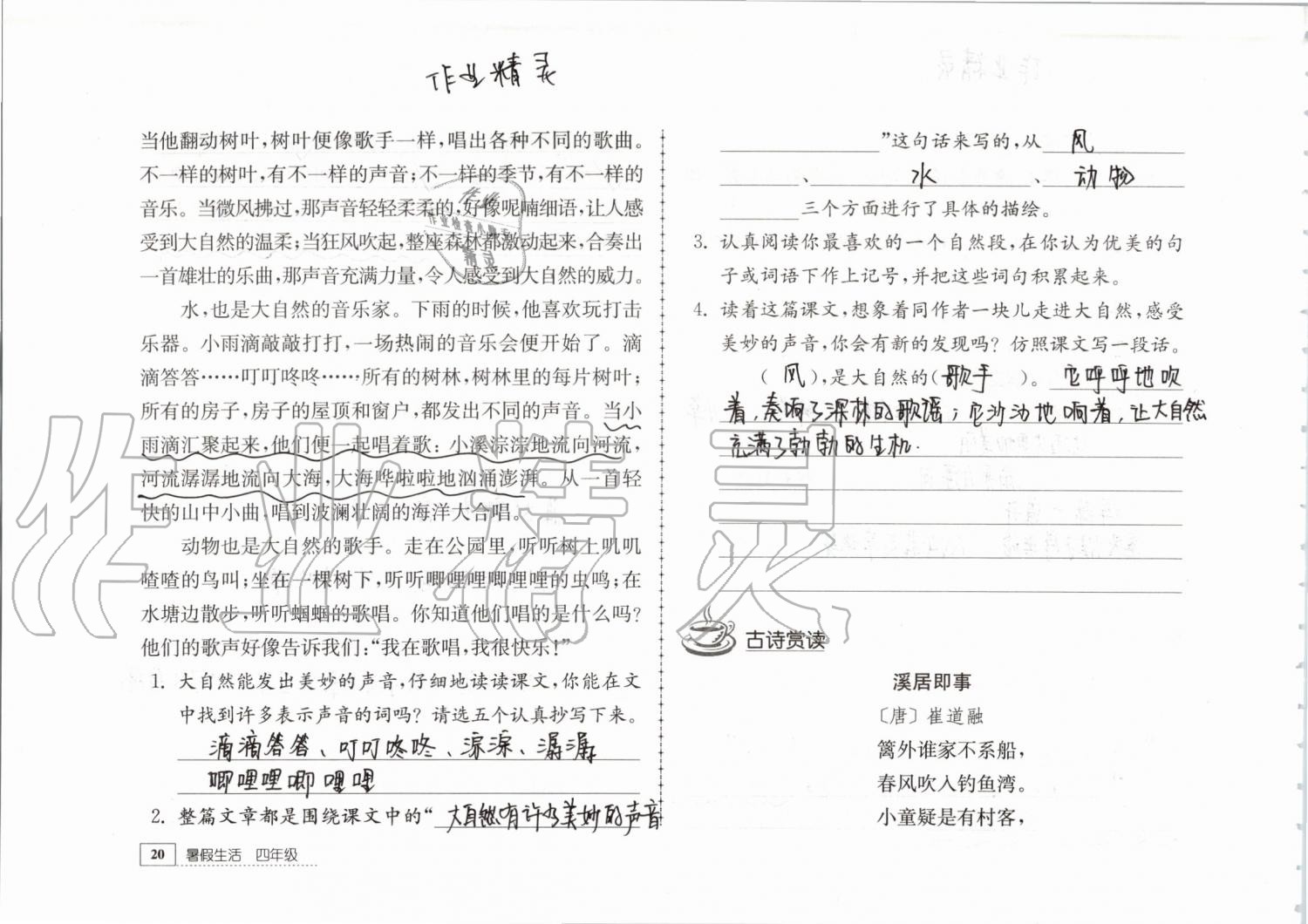 2019年暑假生活四年级教育科学出版社 第20页