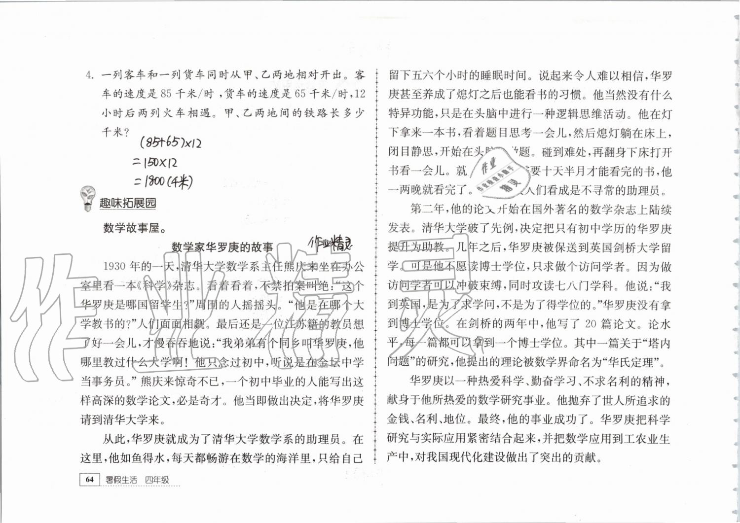 2019年暑假生活四年级教育科学出版社 第64页