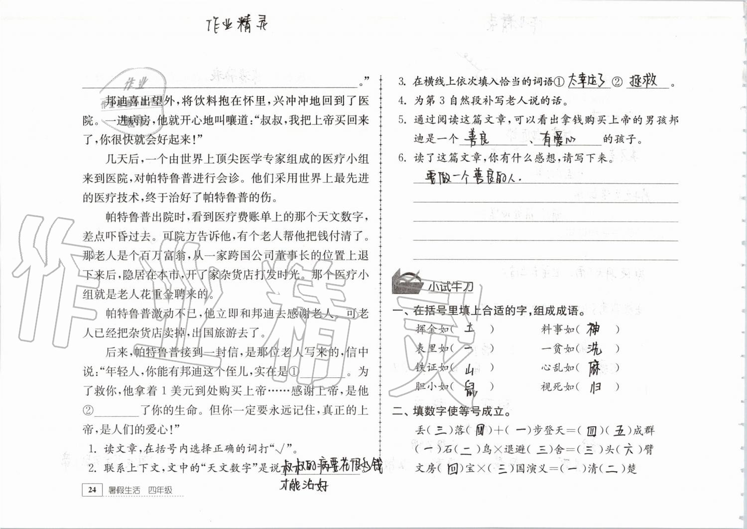 2019年暑假生活四年级教育科学出版社 第24页