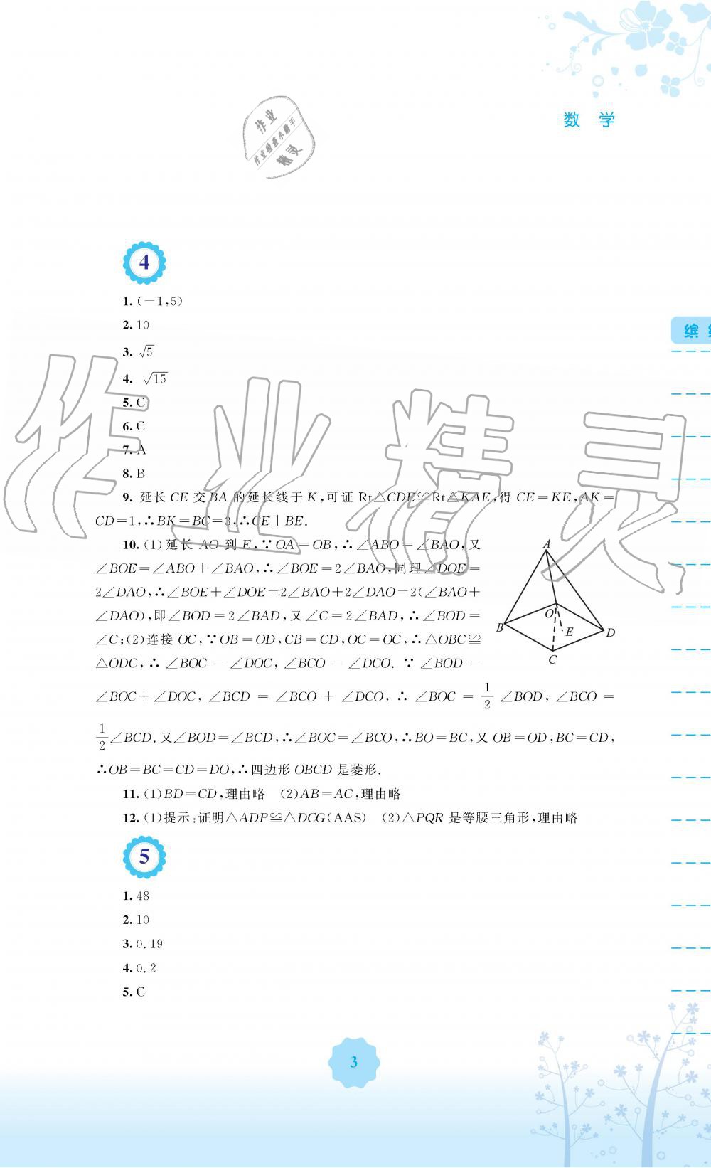 2019年暑假生活八年級(jí)數(shù)學(xué)通用版S安徽教育出版社 第3頁