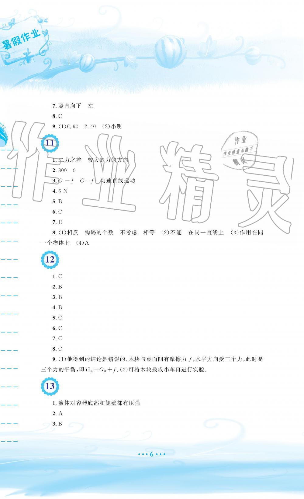 2019年暑假生活八年级物理通用版S安徽教育出版社 第6页