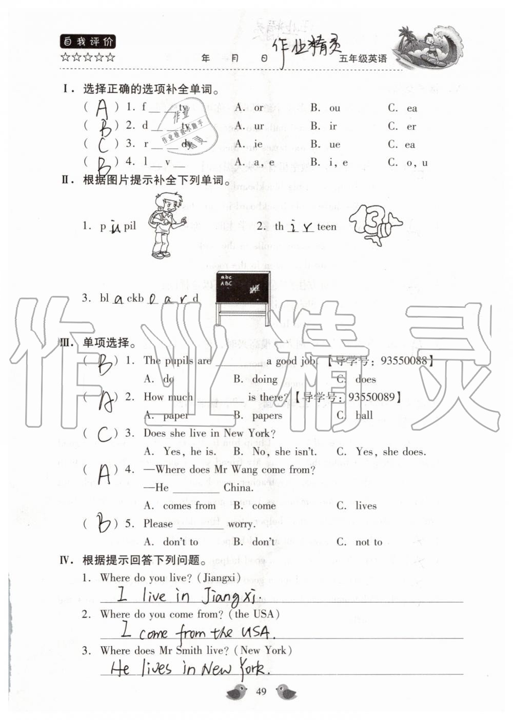 2019年世超金典暑假乐园五年级英语科普版 第49页