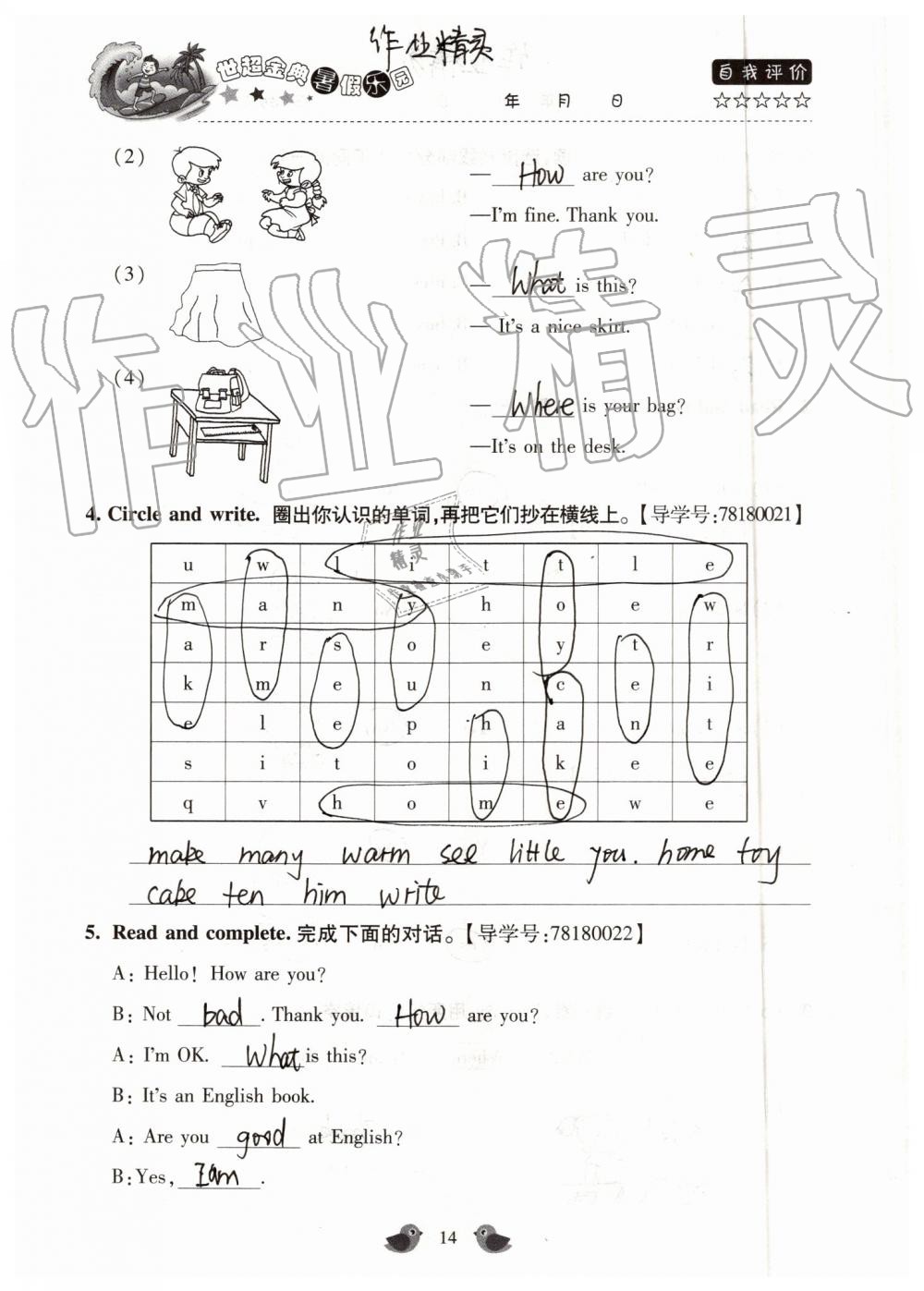 2019年世超金典暑假乐园三年级英语科普版 第14页