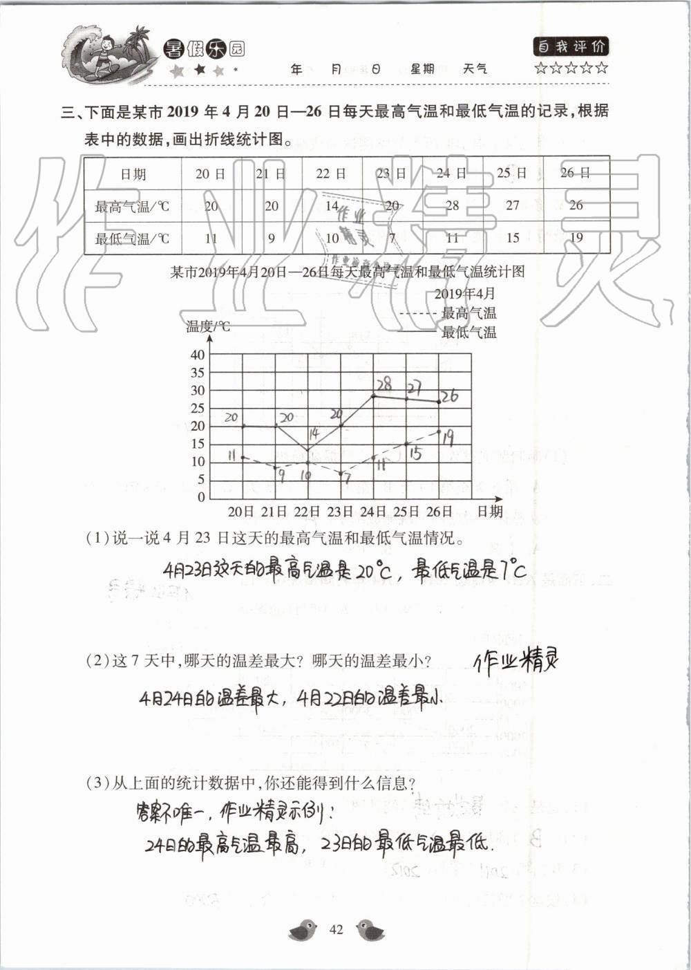 2019年世超金典暑假乐园五年级数学人教版 第42页