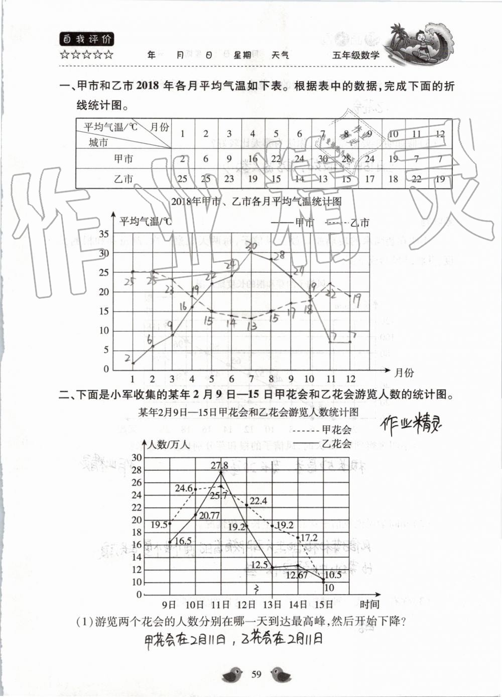 2019年世超金典暑假乐园五年级数学人教版 第59页