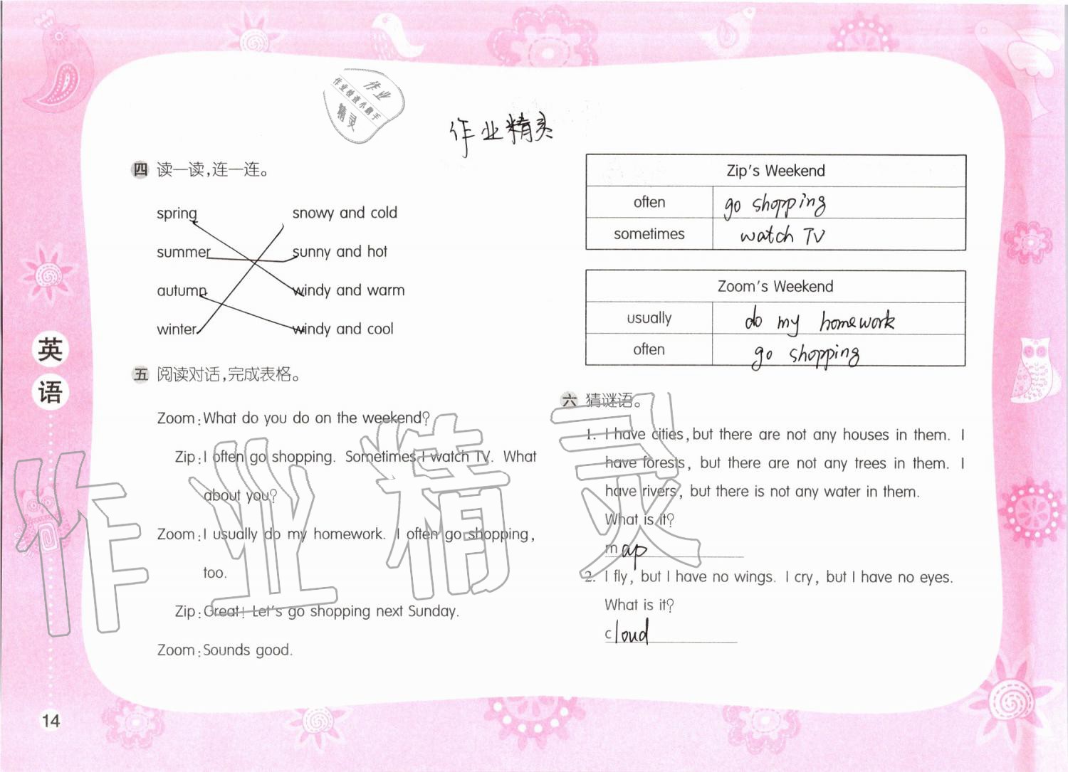 2019年暑假作業(yè)五年級(jí)英語人教PEP版安徽少年兒童出版社 第14頁