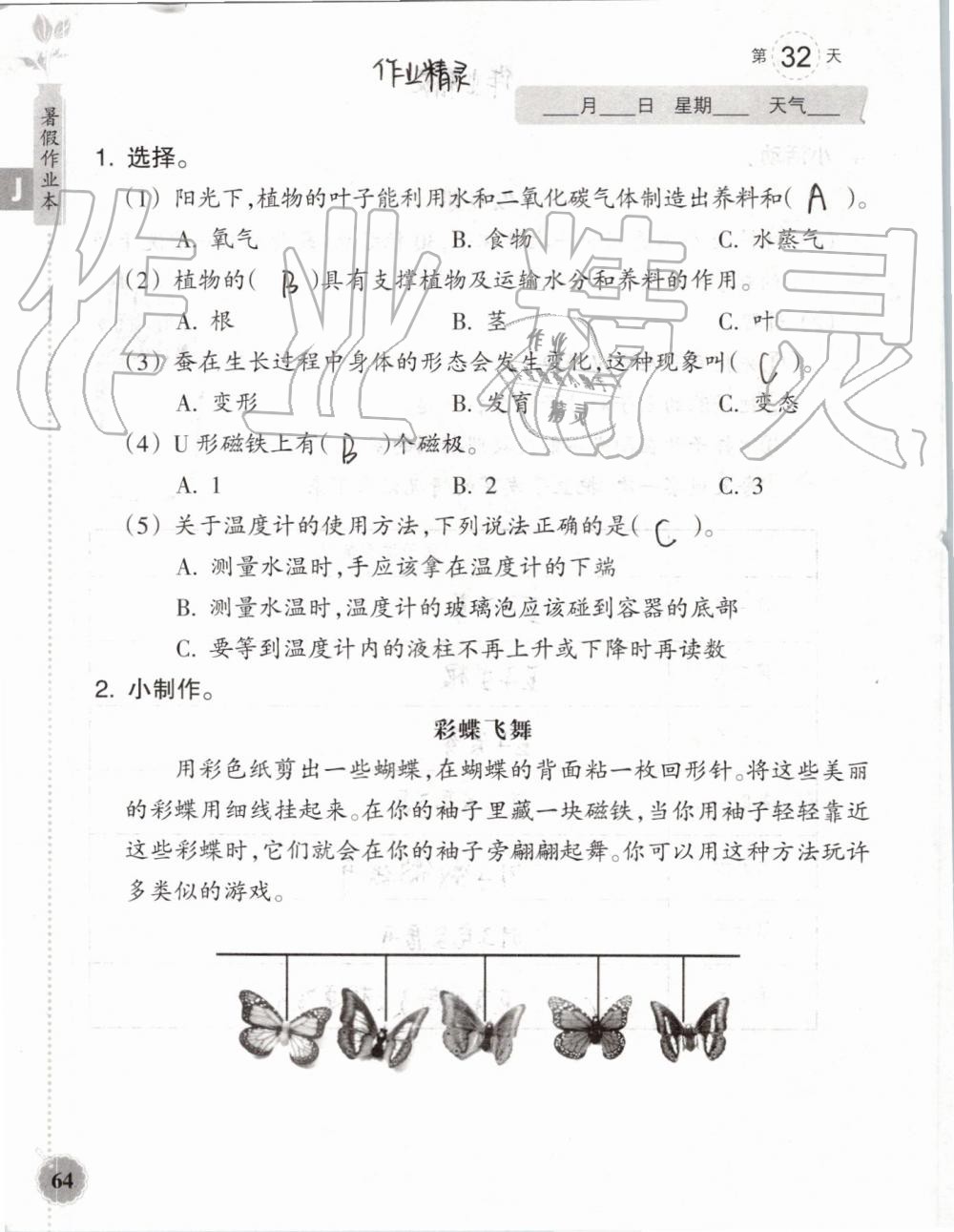 2019年暑假作業(yè)本三年級數(shù)學(xué)科學(xué)教科版浙江教育出版社 第63頁