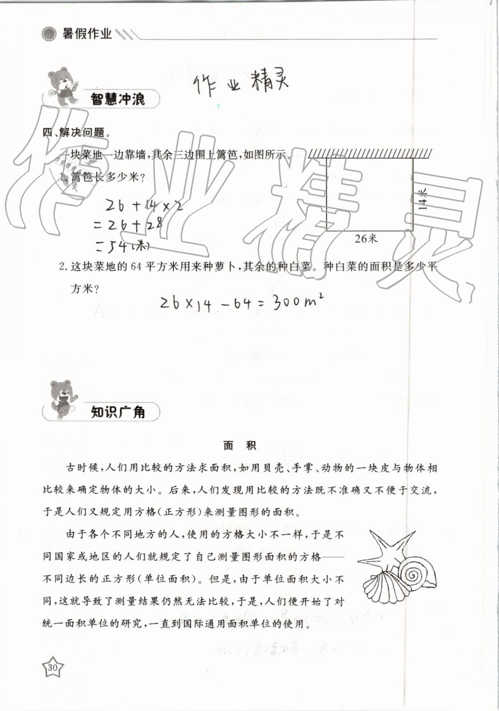 2019年湘岳假期暑假作业三年级数学人教版 第30页