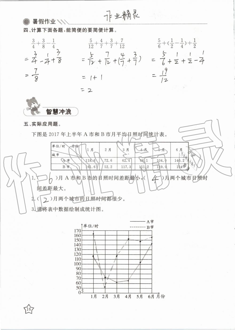 2019年湘岳假期暑假作業(yè)五年級(jí)數(shù)學(xué)蘇教版 第16頁(yè)