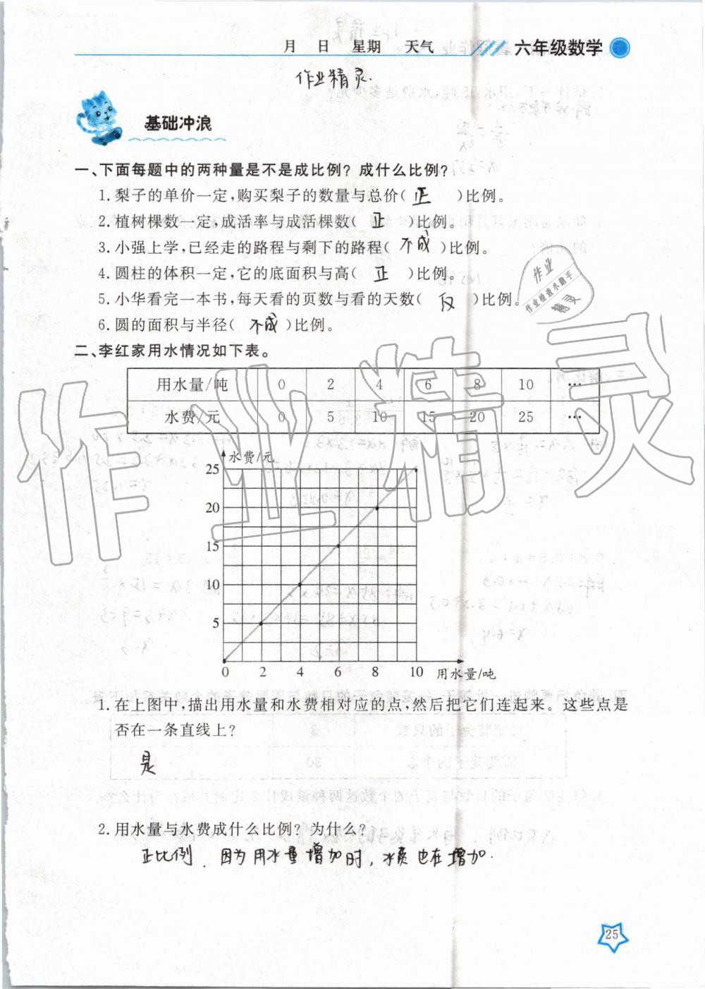 2019年開心假期暑假作業(yè)六年級(jí)數(shù)學(xué)武漢出版社 第25頁(yè)