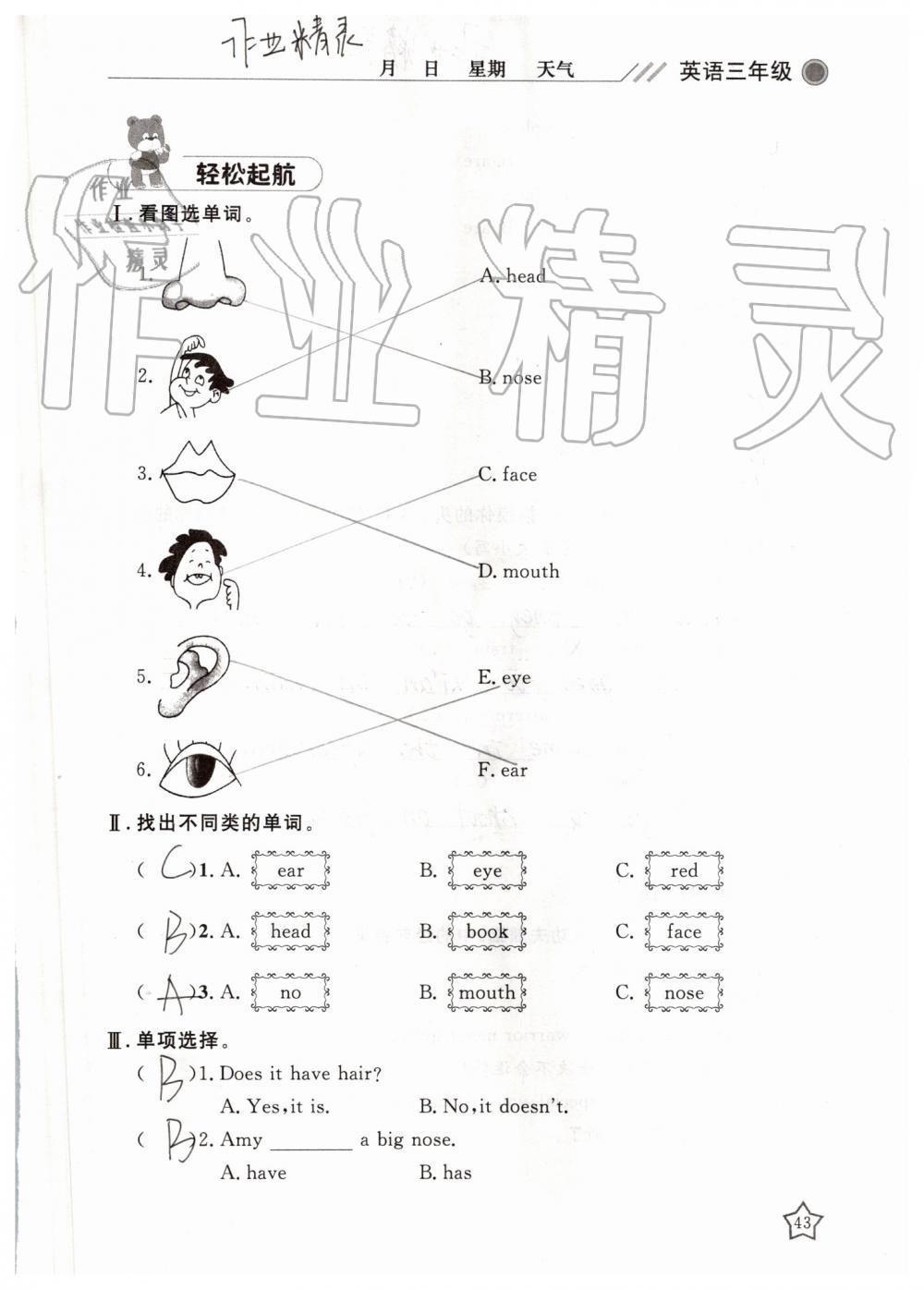 2019年湘岳假期暑假作業(yè)三年級(jí)英語陜旅版 第43頁