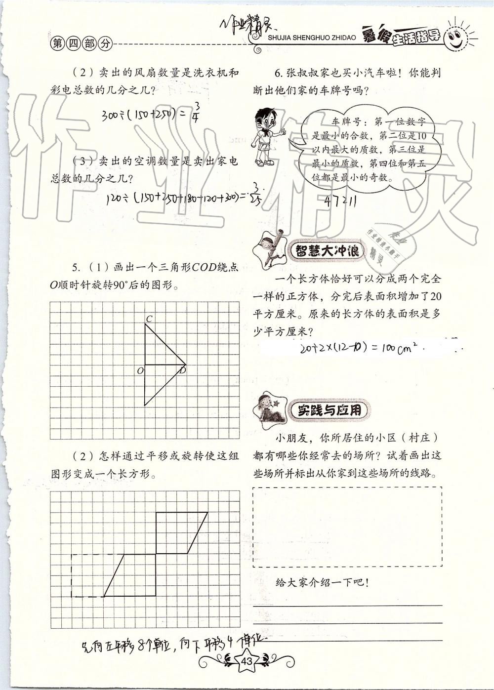 2019年暑假生活指导五年级鲁教版六三制山东教育出版社 第43页