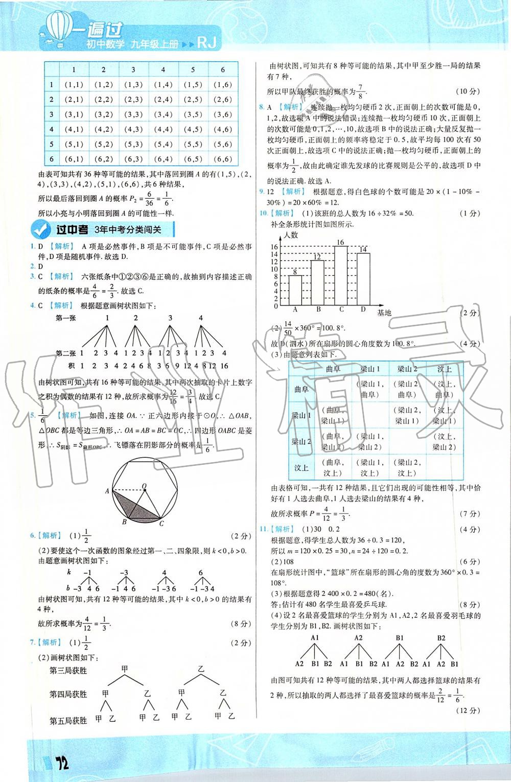 2019年一遍过初中数学九年级上册人教版 第72页