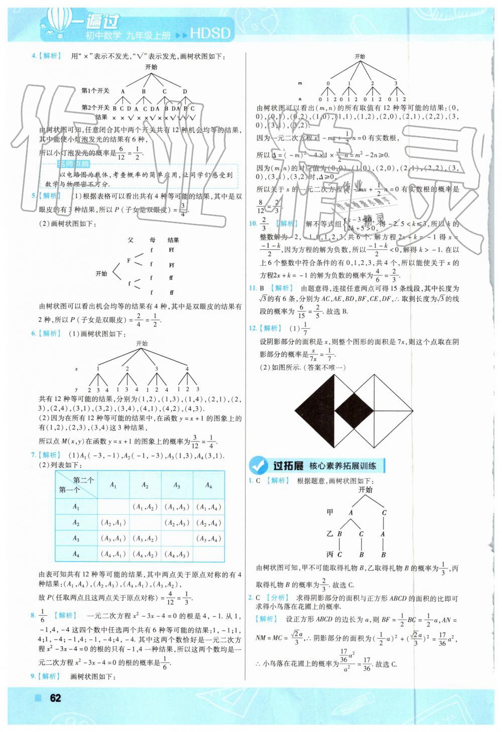 2019年一遍過初中數(shù)學(xué)九年級上冊華師大版 第62頁