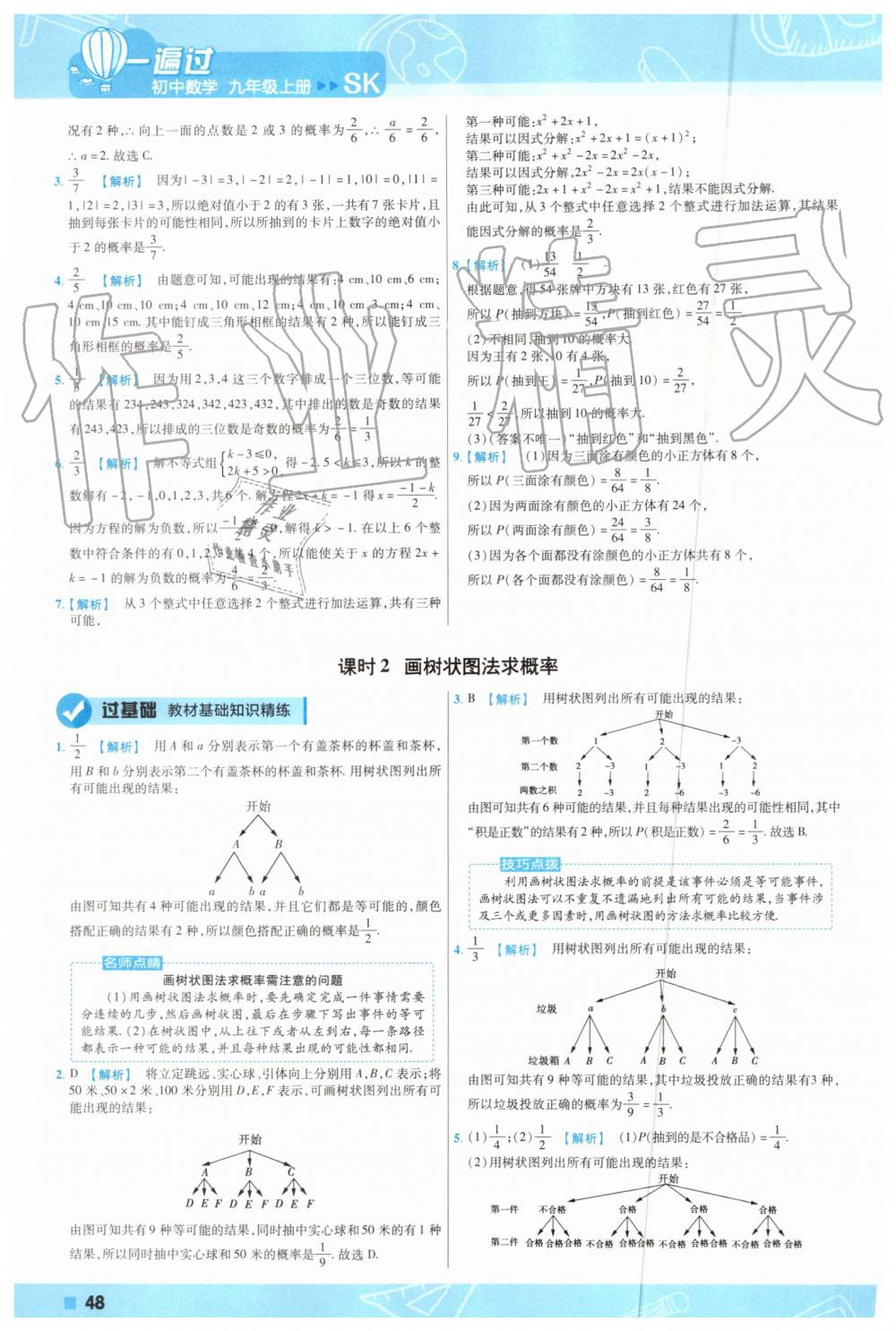 2019年一遍過初中數(shù)學(xué)九年級上冊蘇科版 第48頁