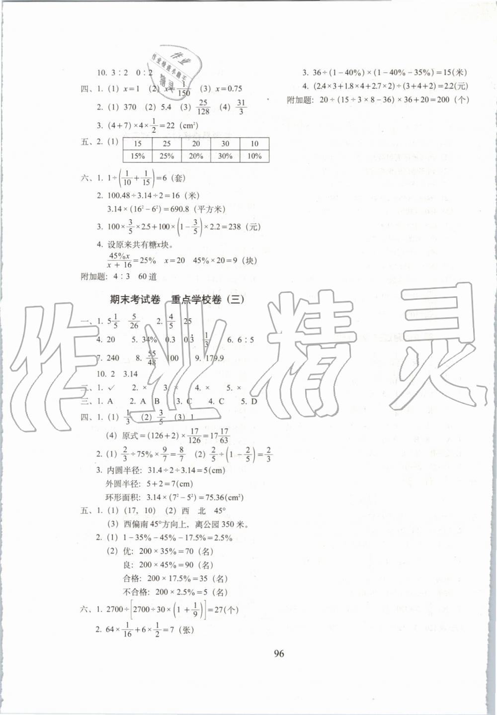 2019年期末冲刺100分完全试卷六年级数学上册人教版 第8页