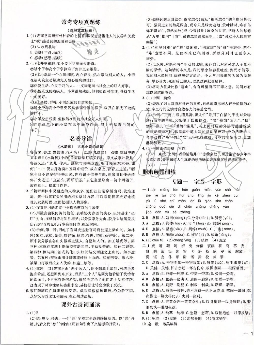 2019年點撥訓(xùn)練九年級語文上冊人教版 第16頁