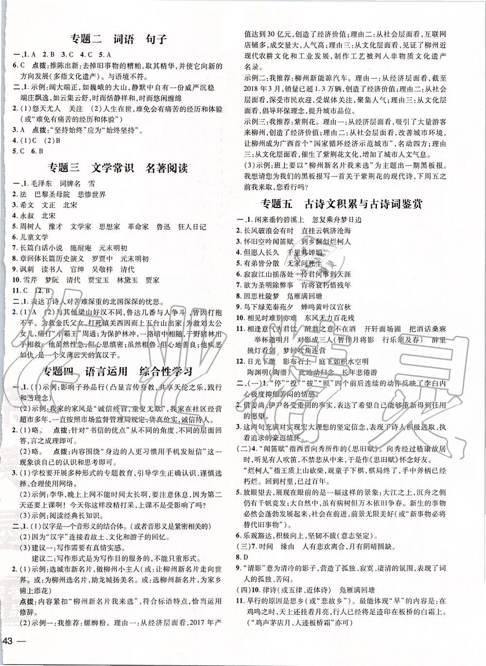 2019年點撥訓(xùn)練九年級語文上冊人教版 第17頁