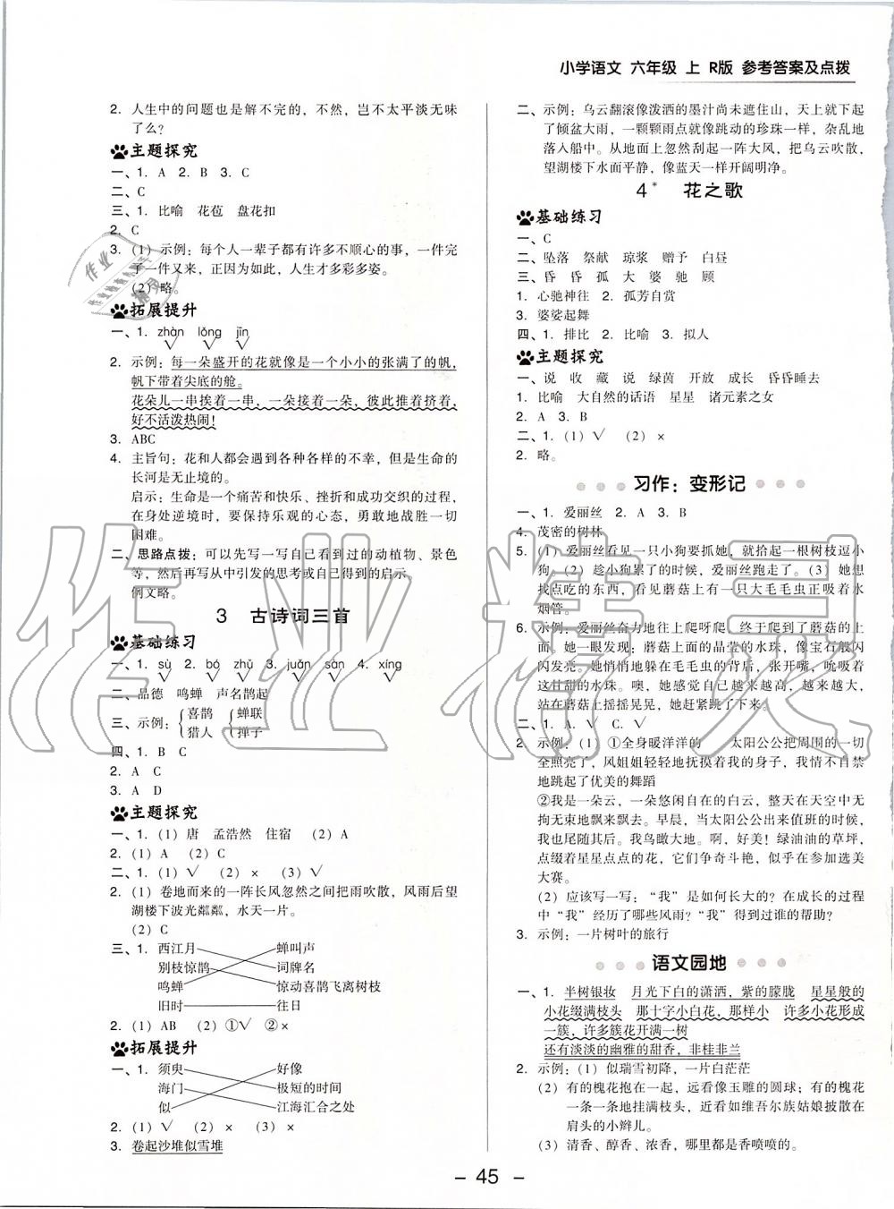 2019年綜合應(yīng)用創(chuàng)新題典中點六年級語文上冊人教版 第5頁