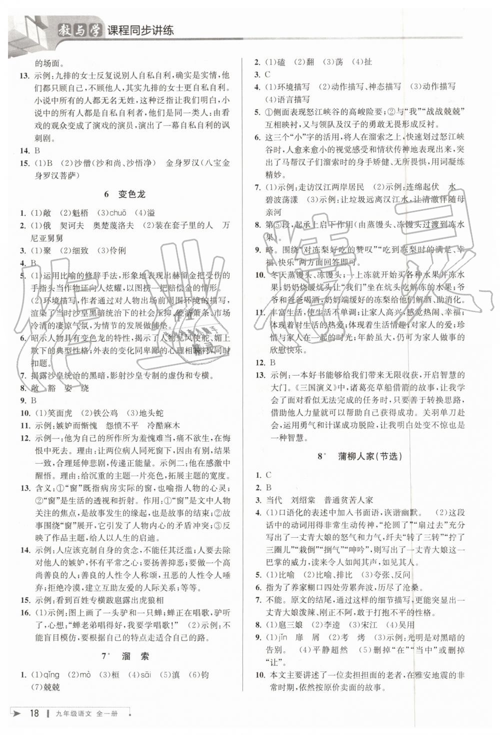 2019年教与学课程同步讲练九年级语文全一册人教版 第17页