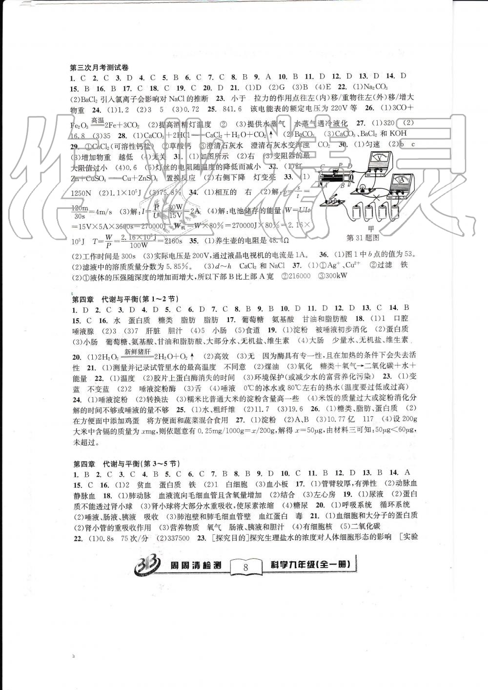 2019年周周清检测九年级科学全一册浙教版 第8页