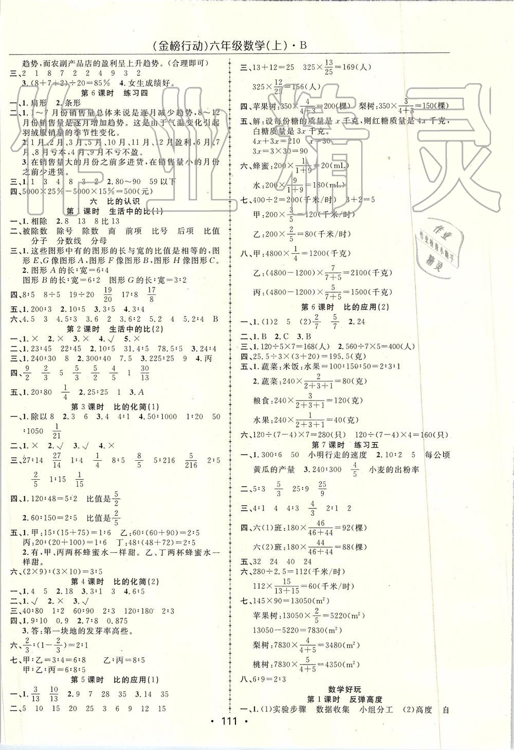 2019年金榜行动高效课堂助教型教辅六年级数学上册北师大版 第4页