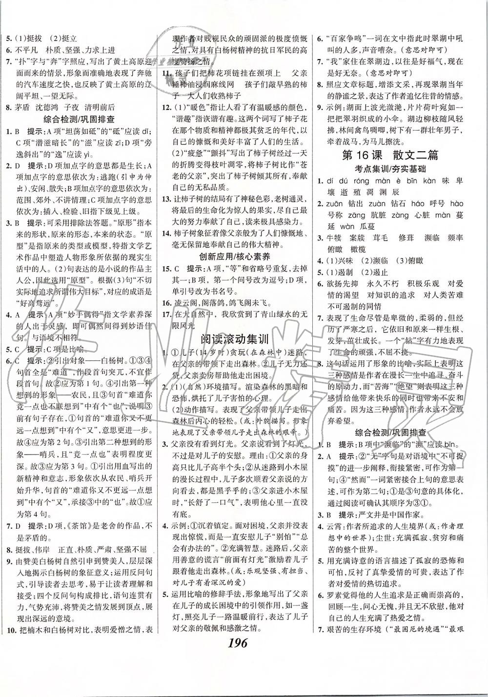 2019年全优课堂考点集训与满分备考八年级语文上册人教版 第10页