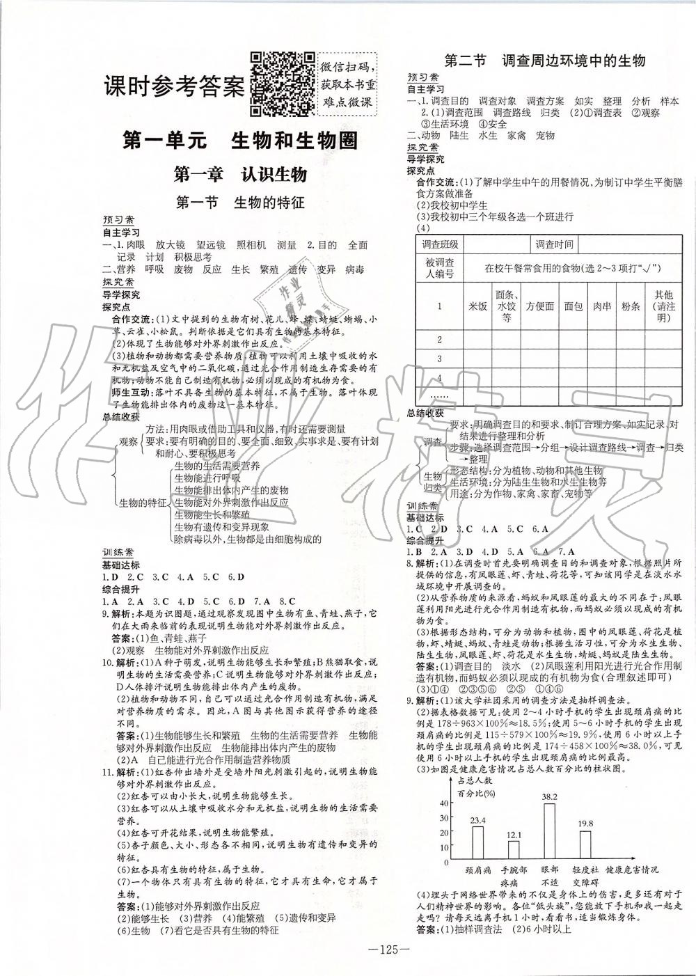 2019年初中同步学习导与练导学探究案七年级生物上册人教版 第1页