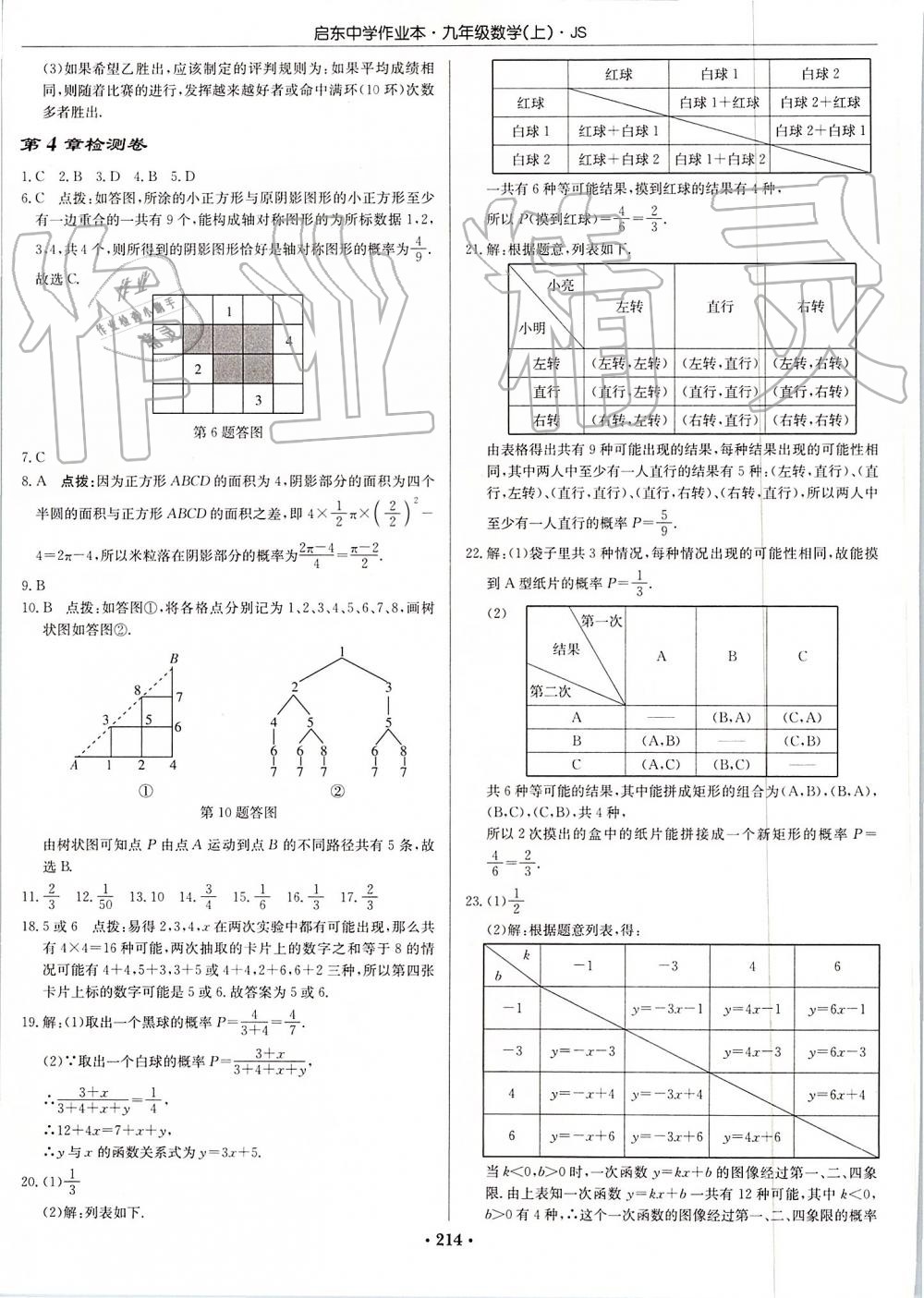 2019年启东中学作业本九年级数学上册江苏版 第52页