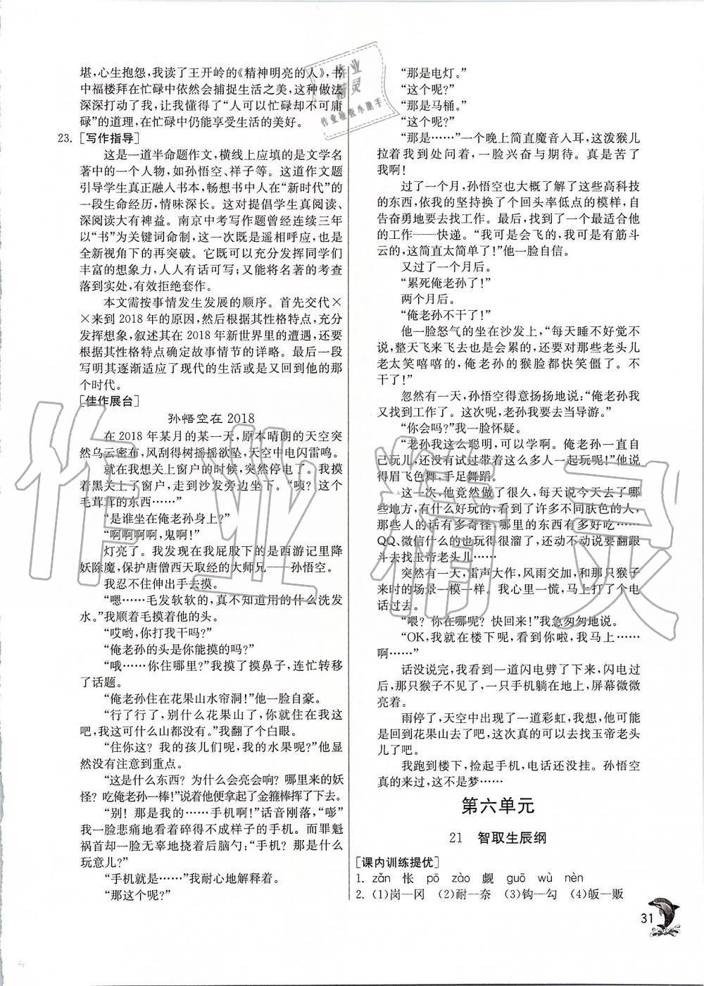 2019年實(shí)驗(yàn)班提優(yōu)訓(xùn)練九年級(jí)語(yǔ)文上冊(cè)人教版 第31頁(yè)