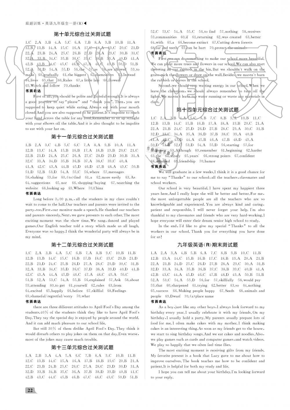 2019年超越训练九年级英语全一册人教版 第22页