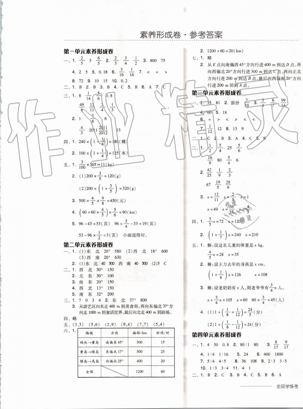 2019年全品学练考六年级数学上册人教版 第17页