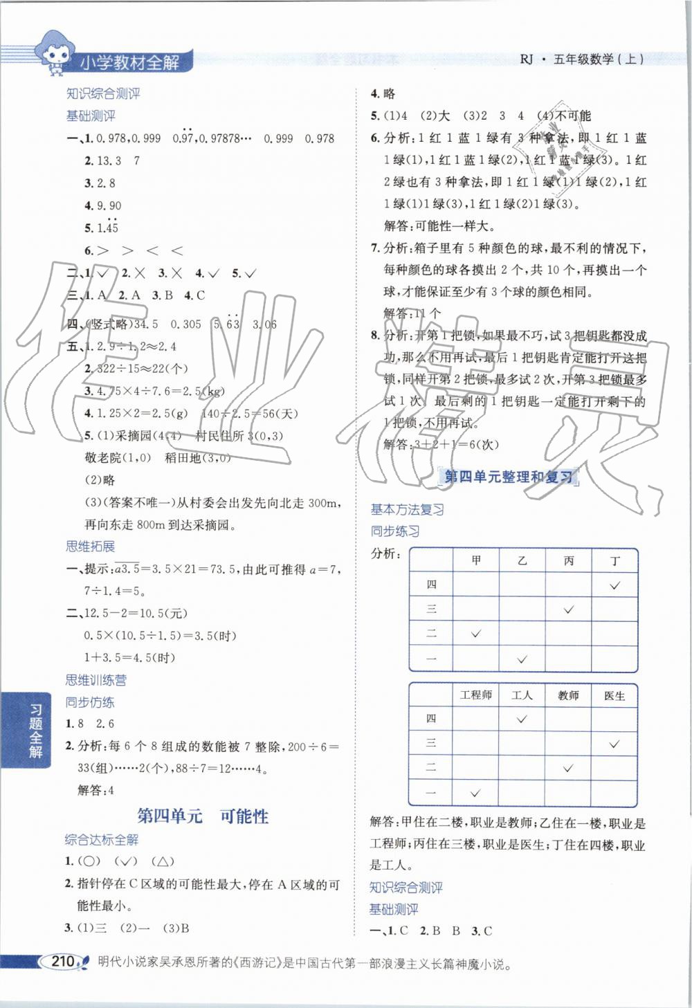 2019年小學(xué)教材全解五年級數(shù)學(xué)上冊人教版 第5頁