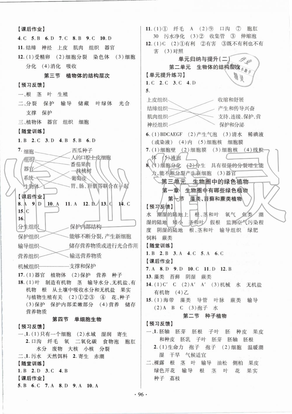 2019年课时掌控七年级生物上册人教版 第4页