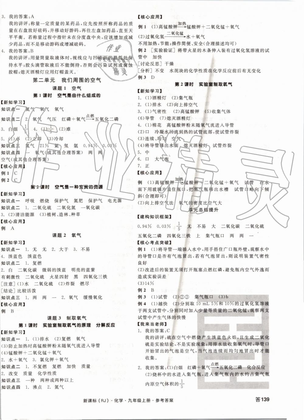 2019年全品学练考九年级化学上册人教版 第2页