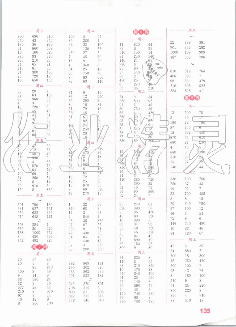 2019年通城學典小學數(shù)學計算能手三年級上冊人教版 第3頁