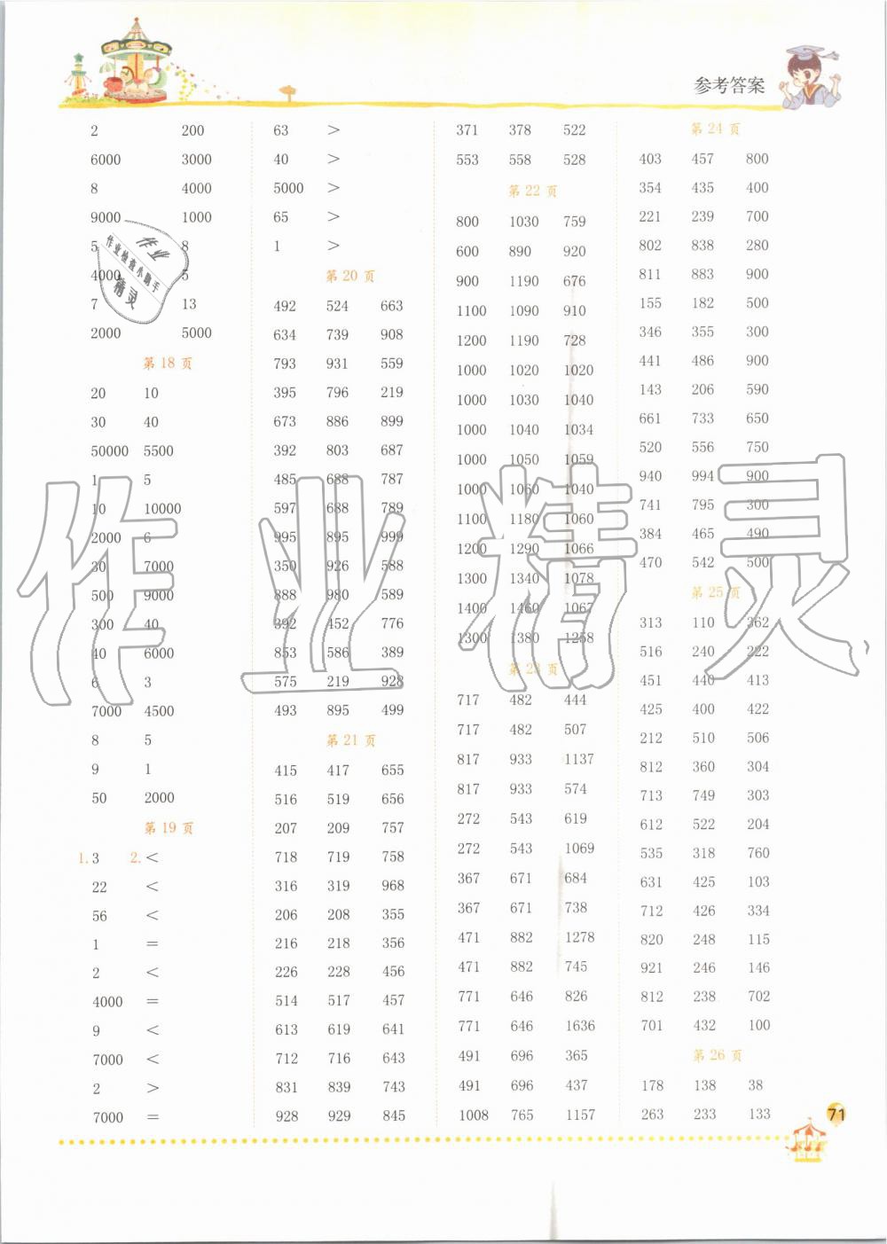 2019年黄冈小状元口算速算练习册三年级数学上册人教版 第3页